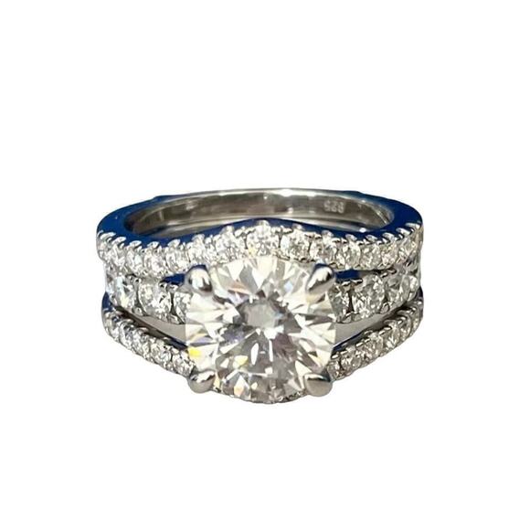 Moissanite Diamond Enhancer Ring Guard Wedding Band Anniversary 925 18k Size 6.5 - Picture 11 of 11